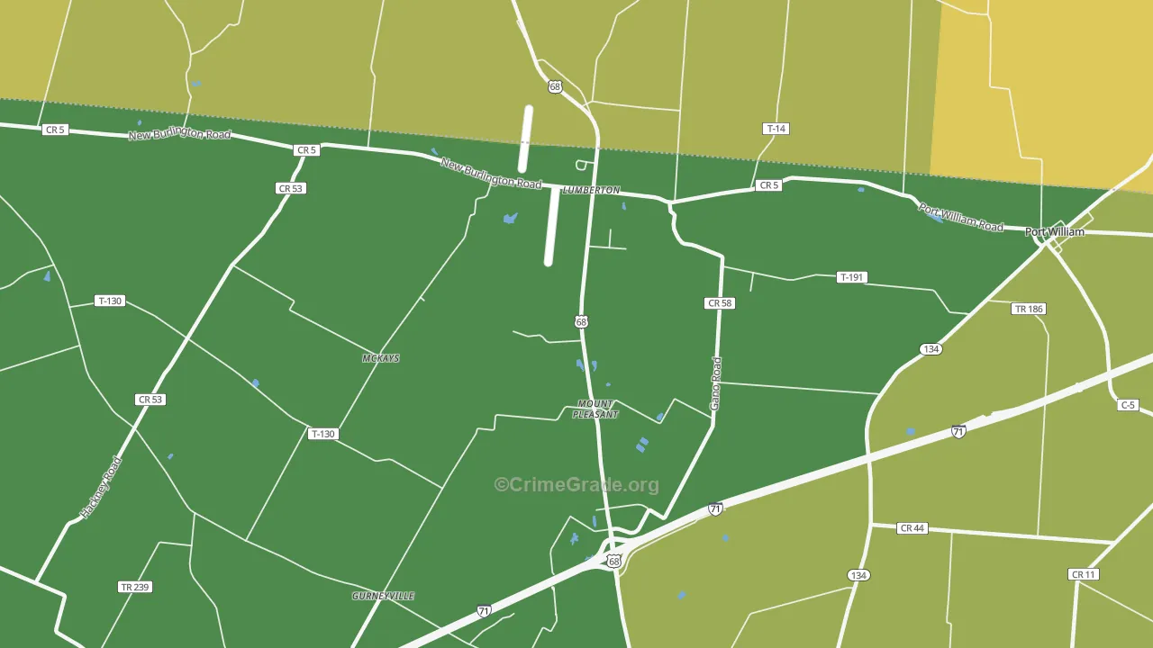 Lumberton, OH Map of Assault Rates