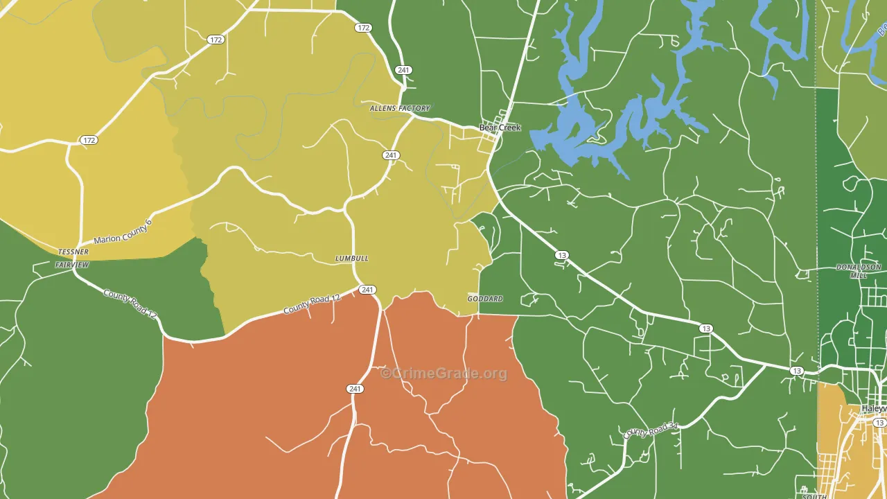 Lumbull, AL Map of Assault Rates