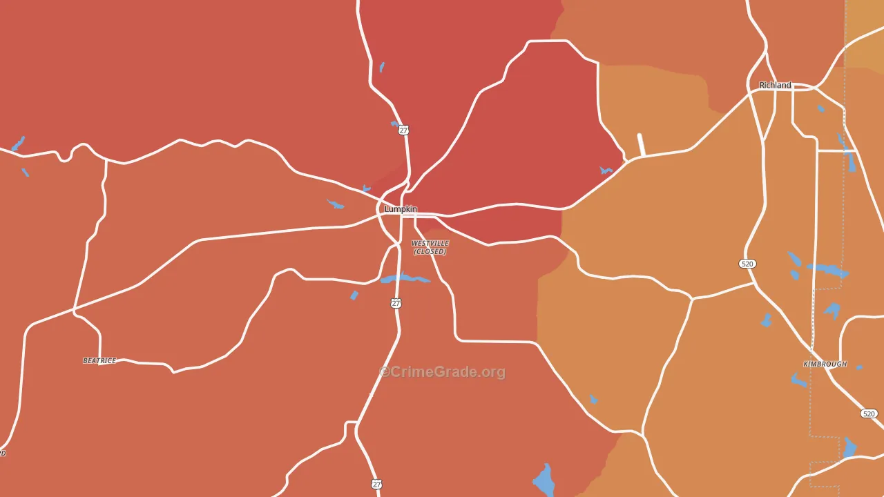 Lumpkin, GA Map of Assault Rates