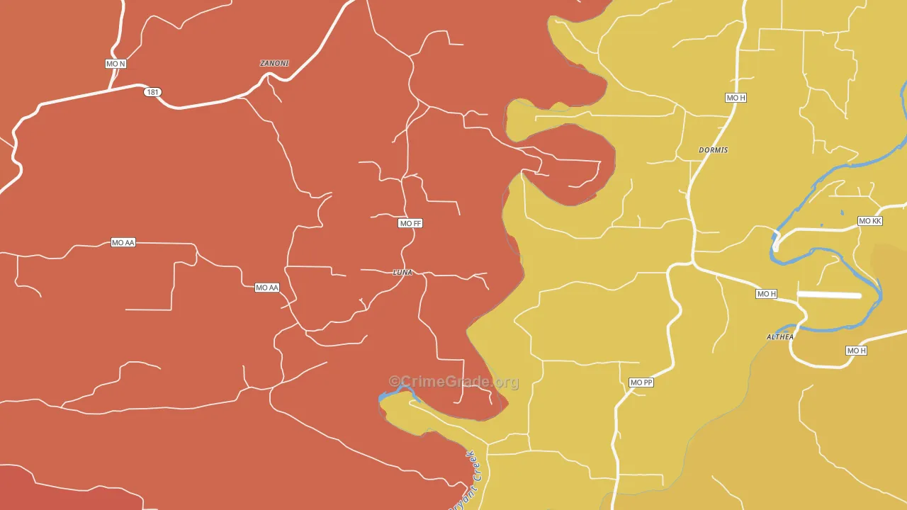Luna, MO Map of Assault Rates