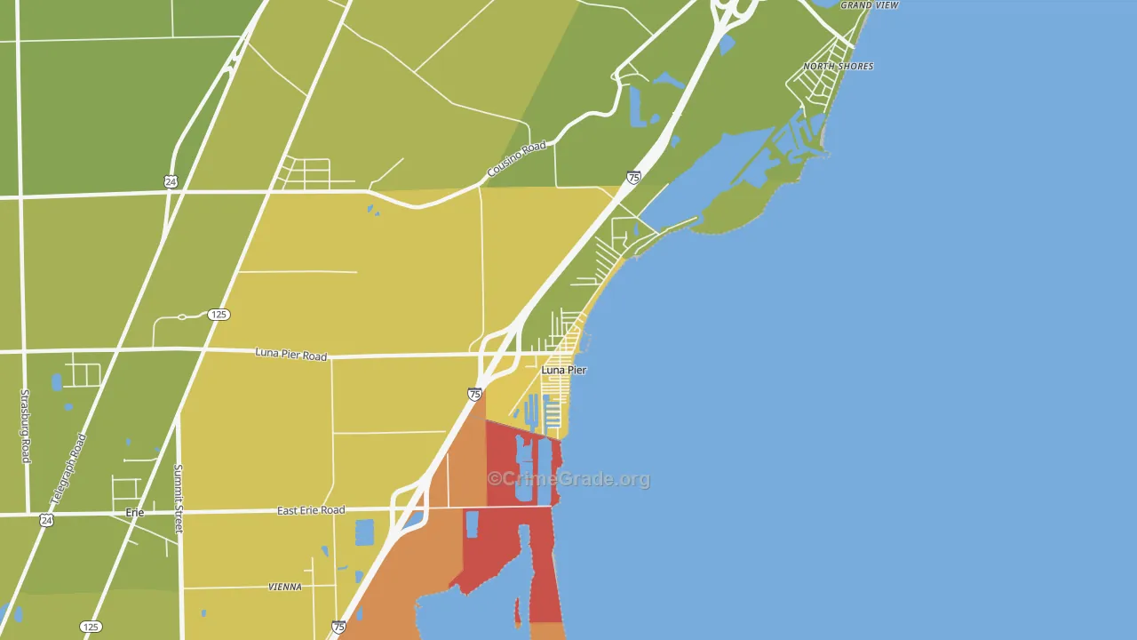 Luna Pier, MI Map of Assault Rates