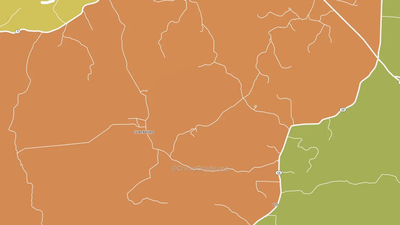 Lunenburg, AR Map of Assault Rates