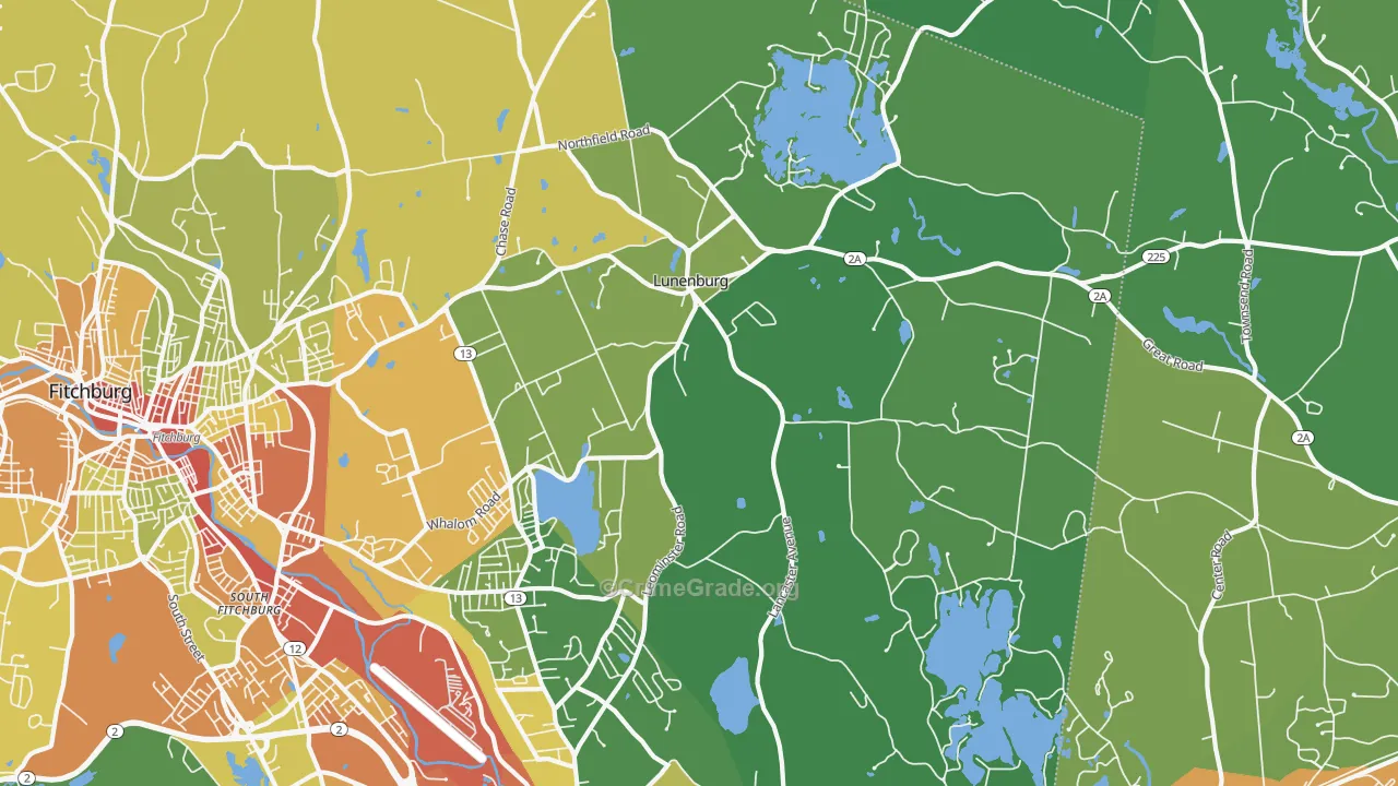 Lunenburg, MA Map of Assault Rates