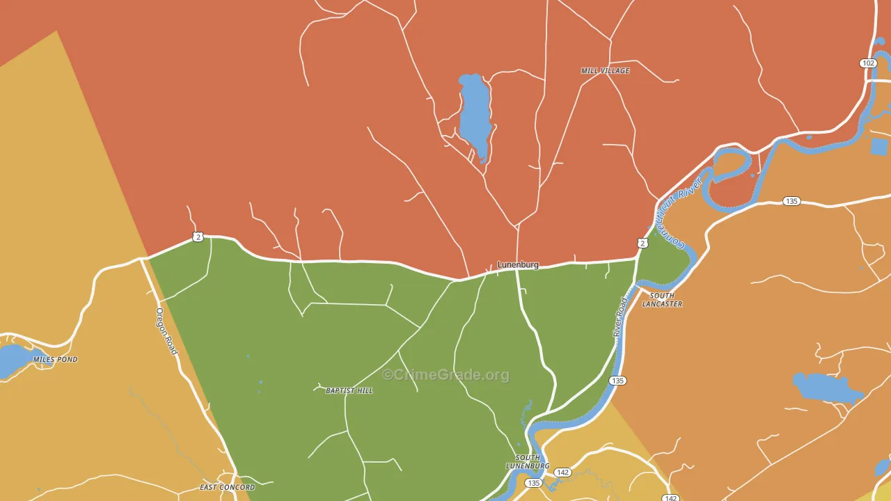 Lunenburg, VT Map of Assault Rates