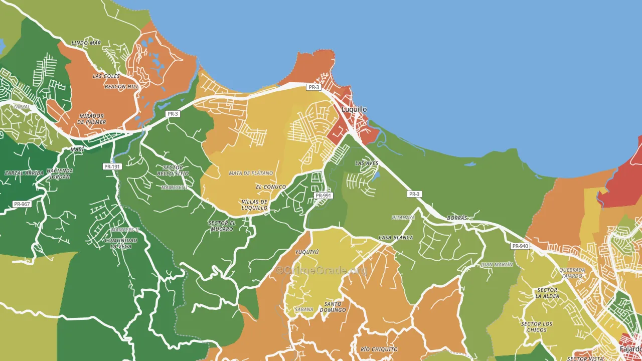 Luquillo Municipio, PR Map of Assault Rates