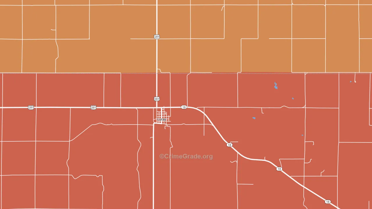Luray, KS Map of Assault Rates