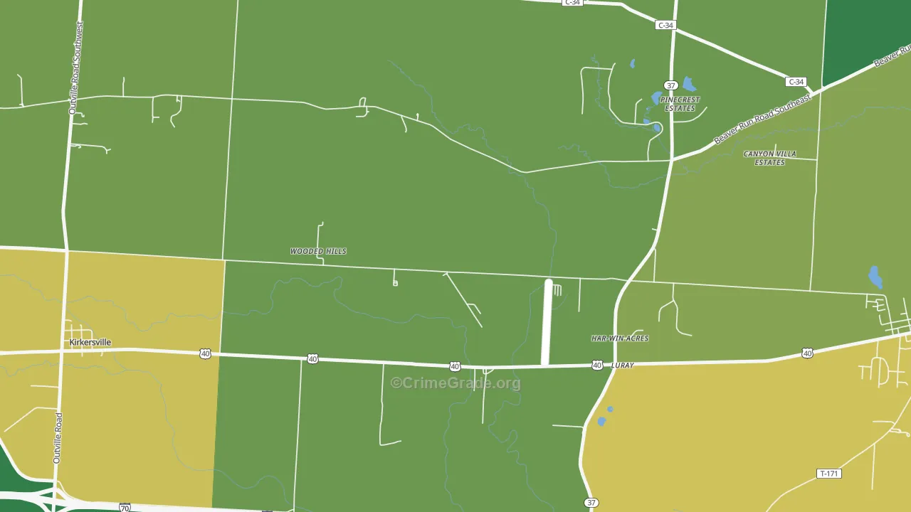 Luray, OH Map of Assault Rates