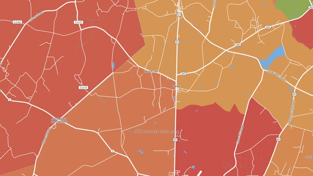 Luray, SC Map of Assault Rates