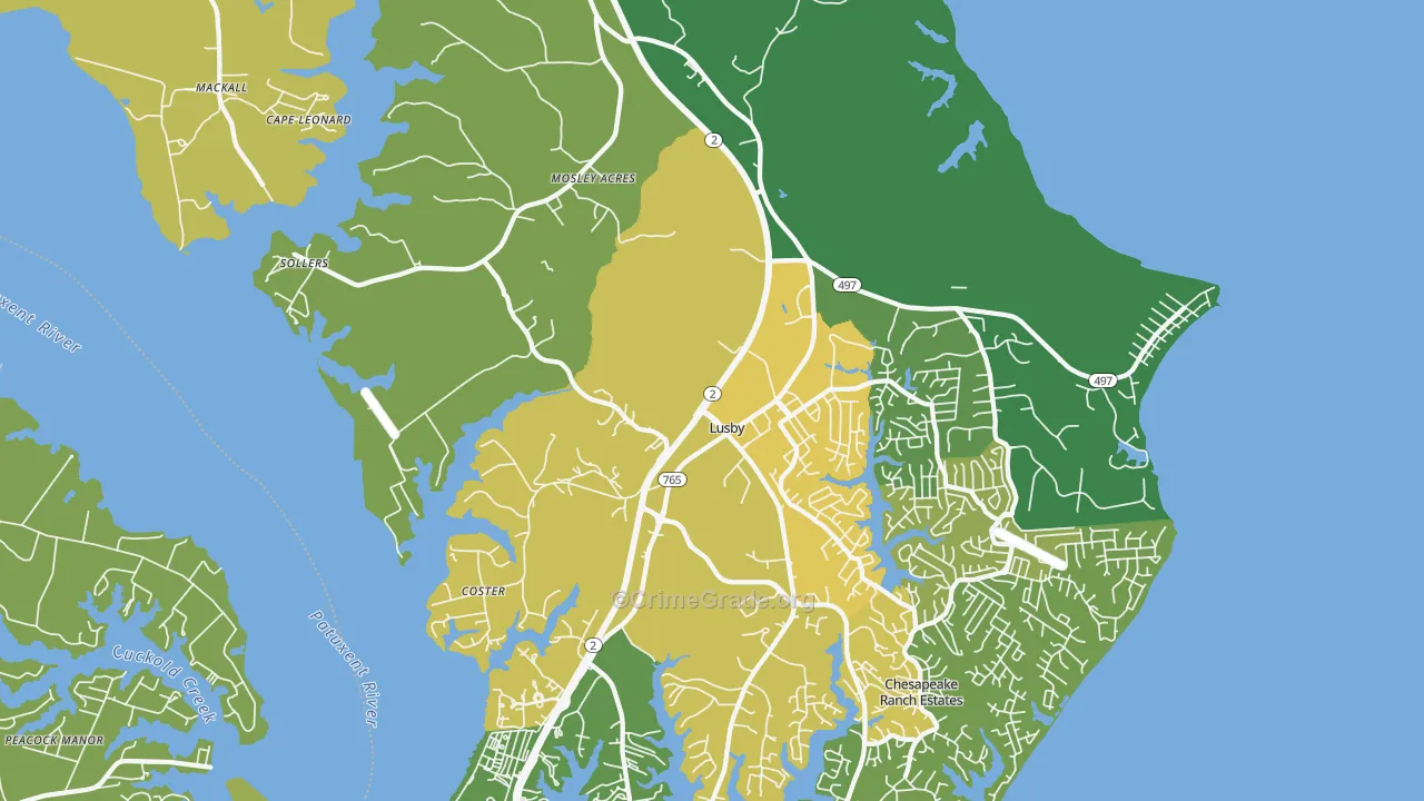 Lusby, MD Map of Assault Rates