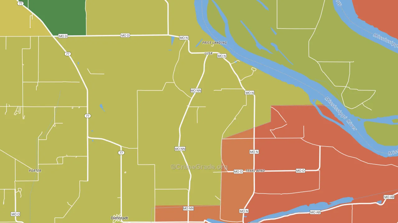 Lusk, MO Map of Assault Rates
