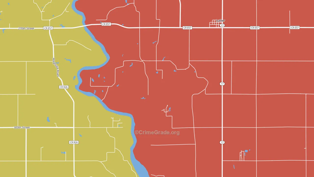 Luther, IA Map of Assault Rates
