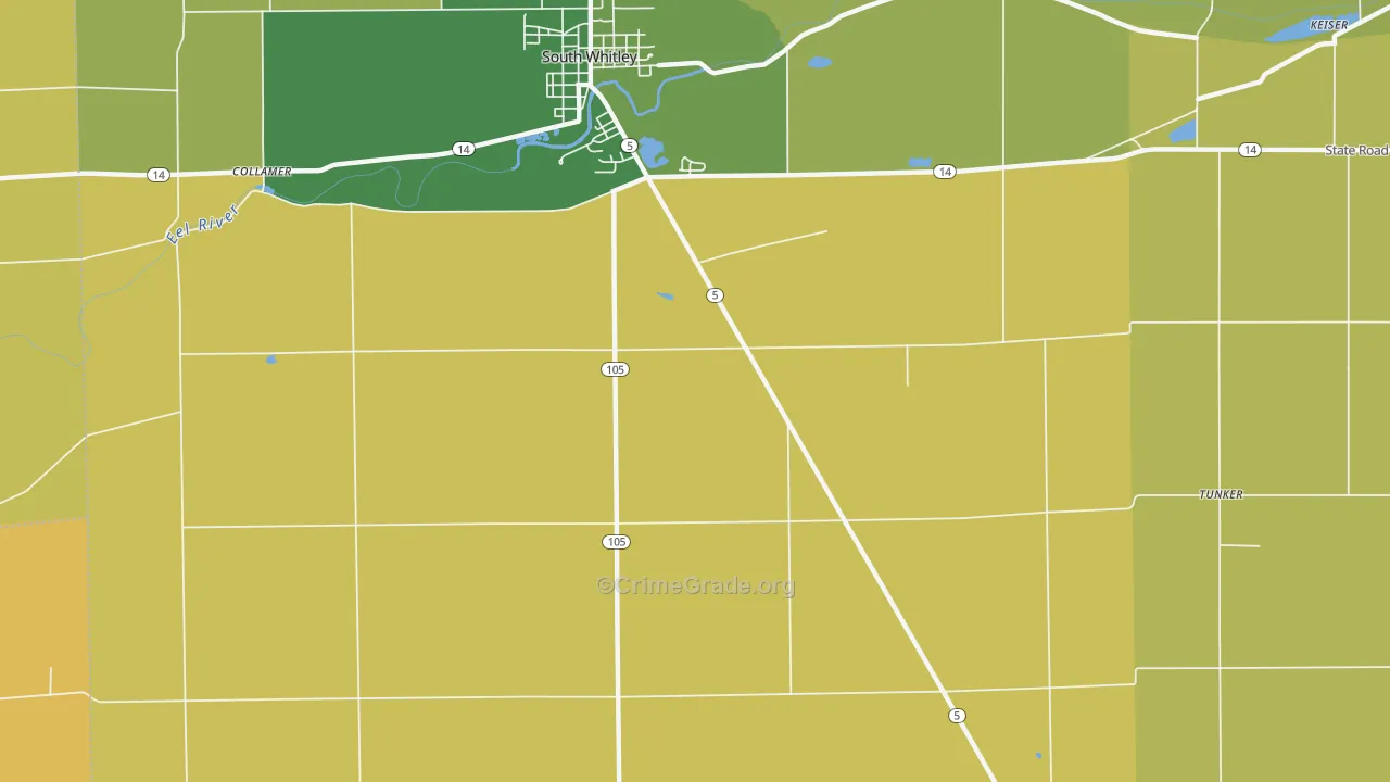 Luther, IN Map of Assault Rates
