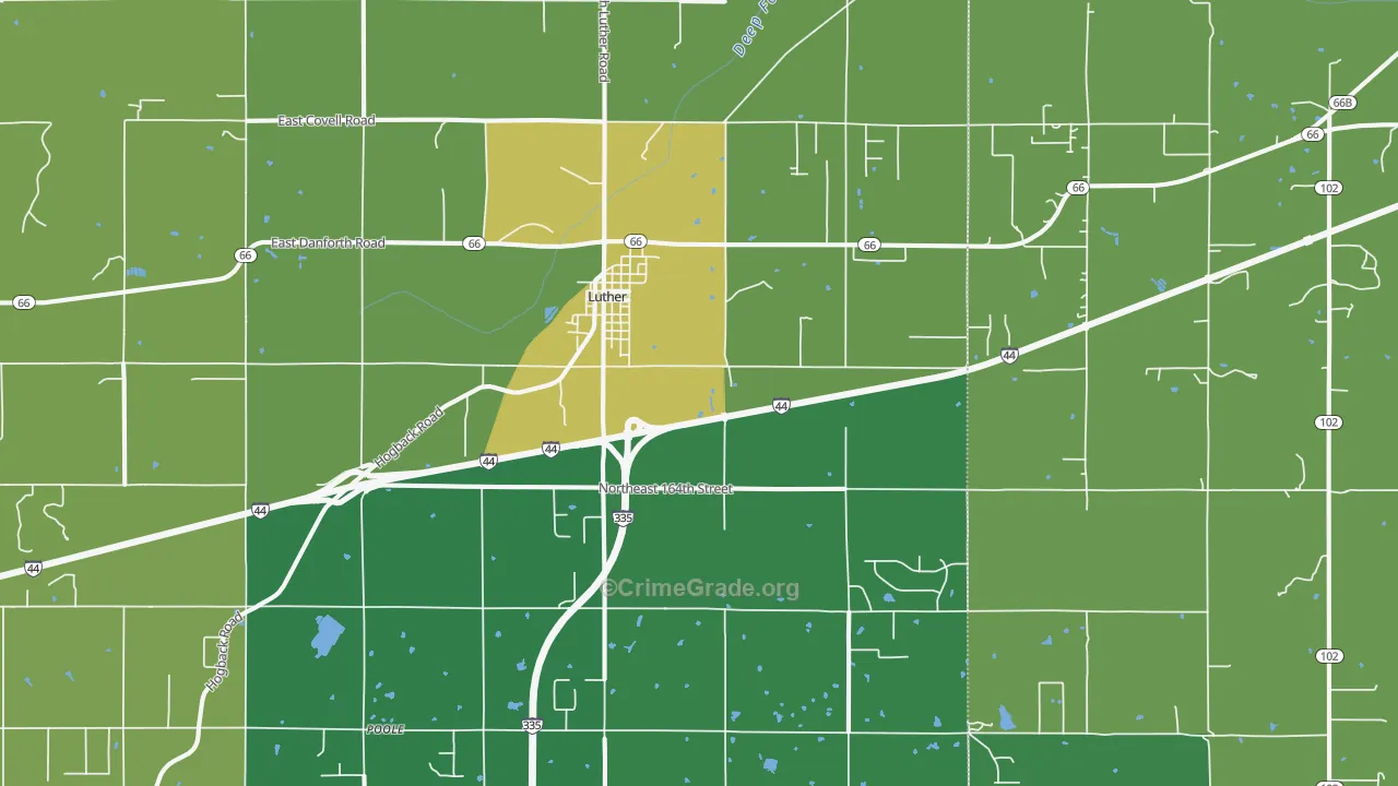 Luther, OK Map of Assault Rates