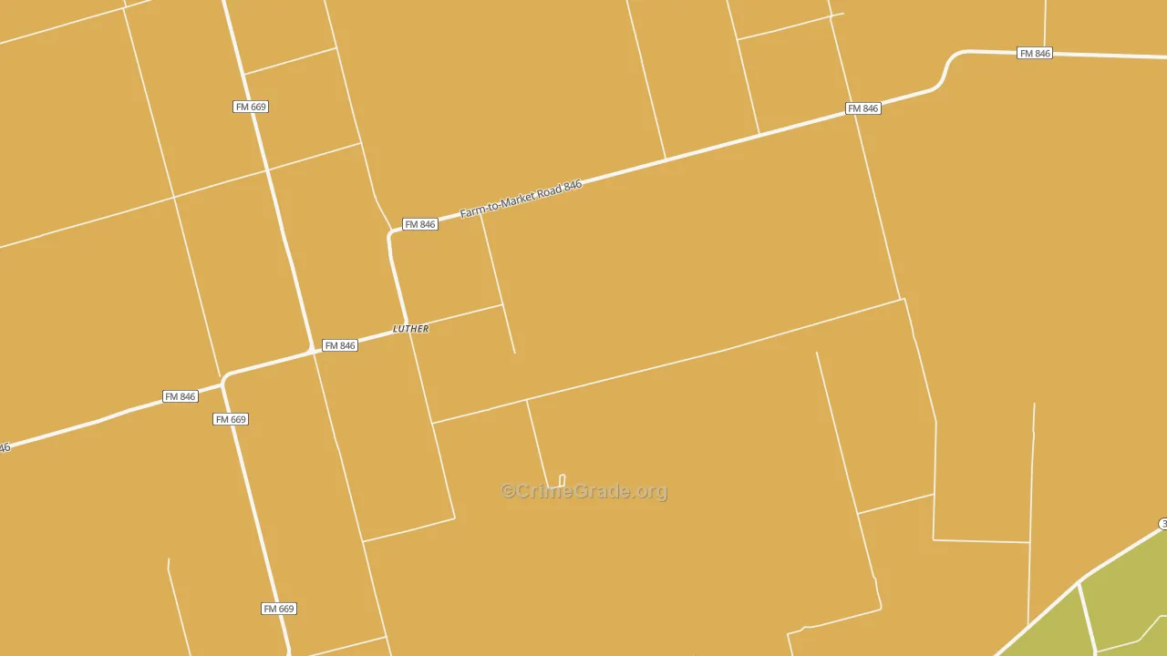 Luther, TX Map of Assault Rates