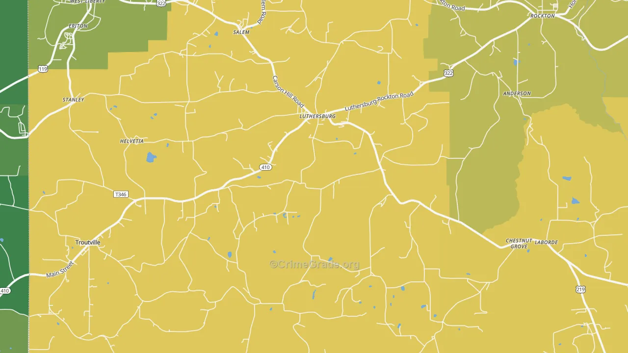 Luthersburg, PA Map of Assault Rates