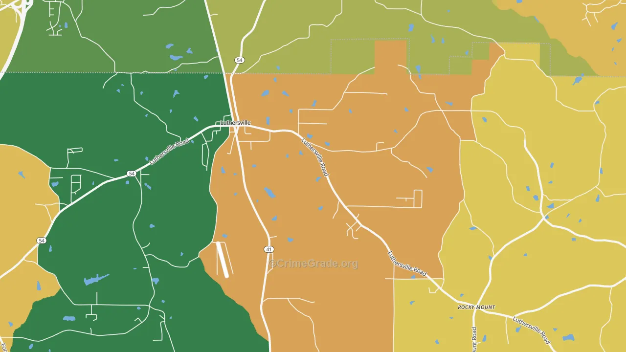 Luthersville, GA Map of Assault Rates