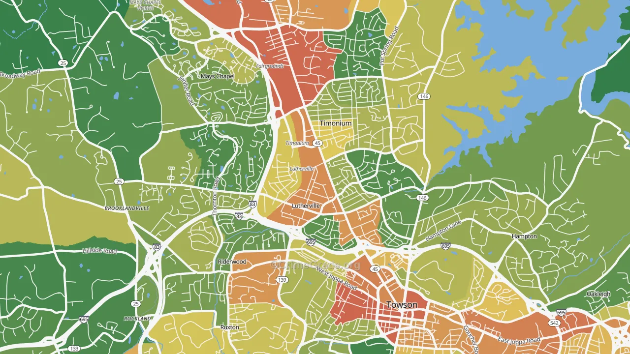 Lutherville, MD Map of Assault Rates