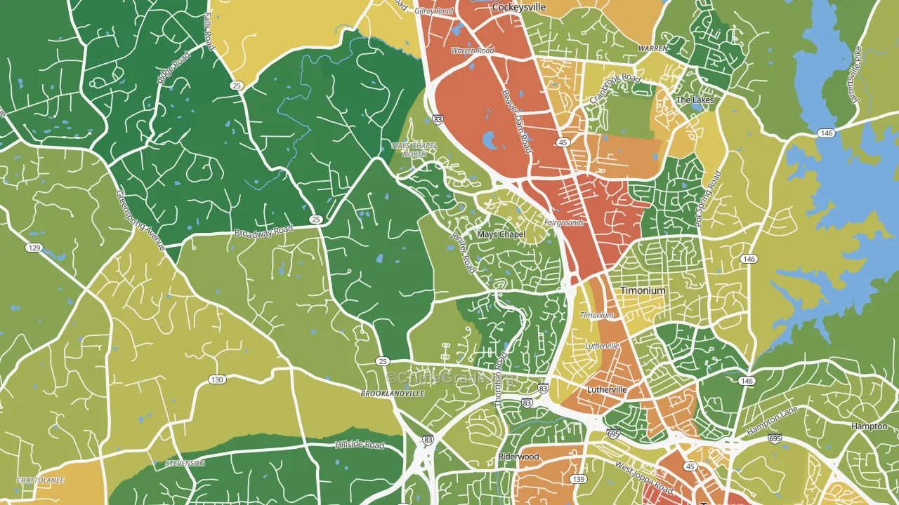 Lutherville-Timonium, MD Map of Assault Rates