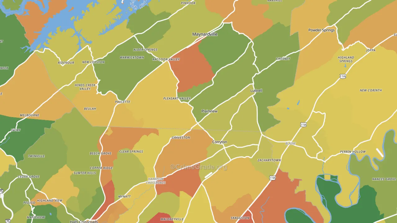 Luttrell, TN Map of Assault Rates