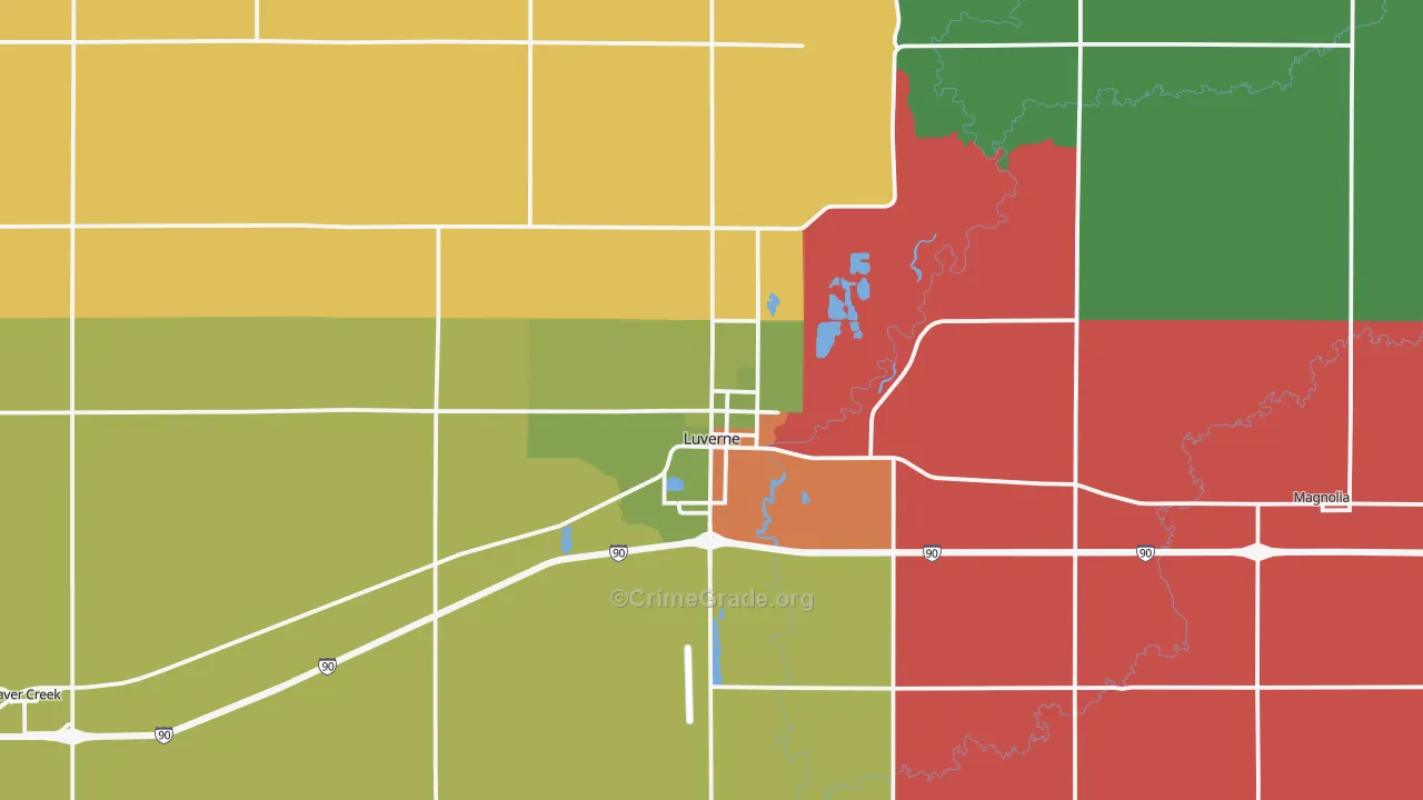 Luverne, MN Map of Assault Rates