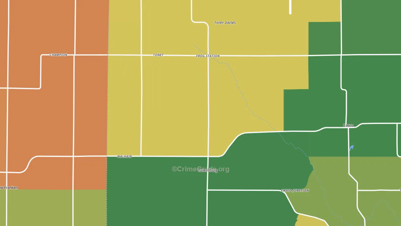 Luxemburg, WI Map of Assault Rates