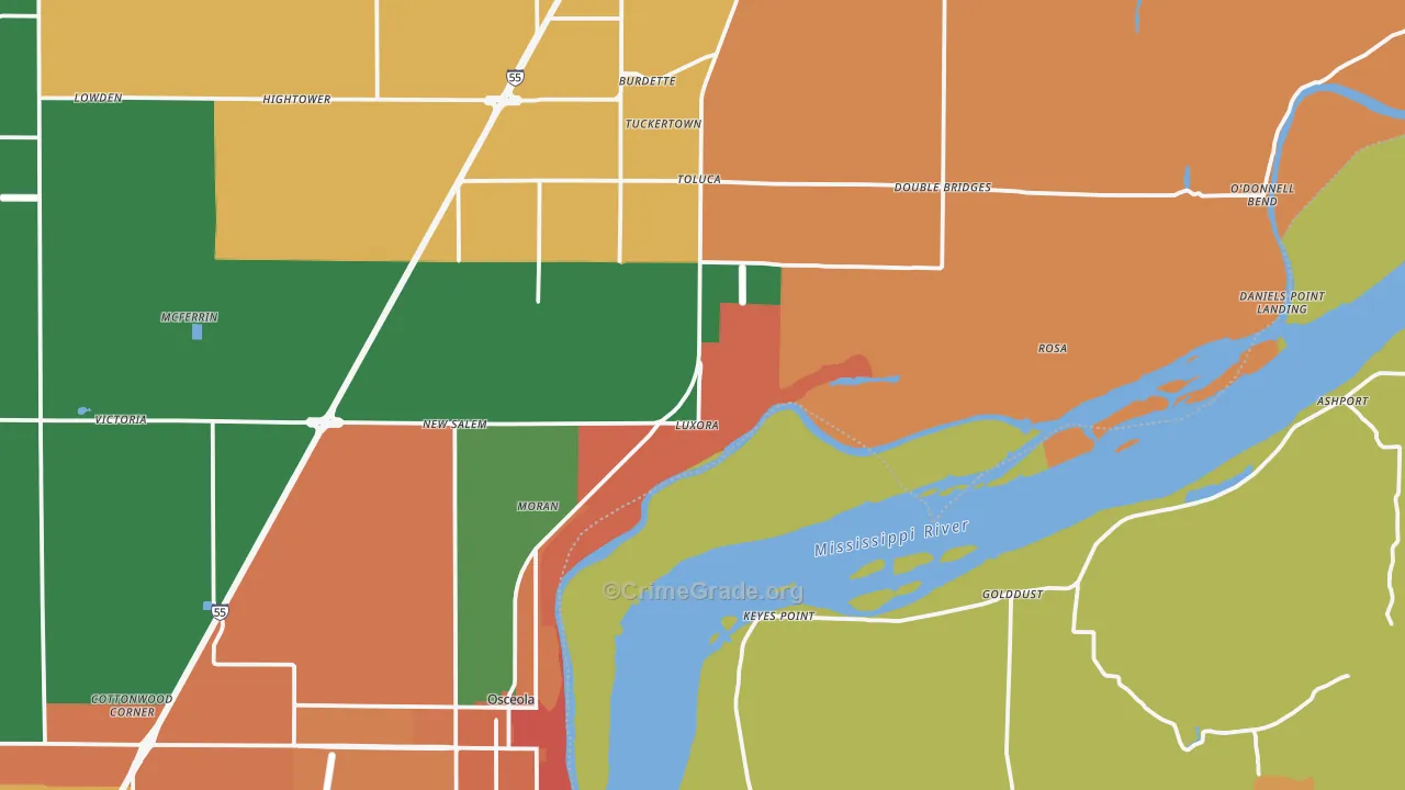 Luxora, AR Map of Assault Rates