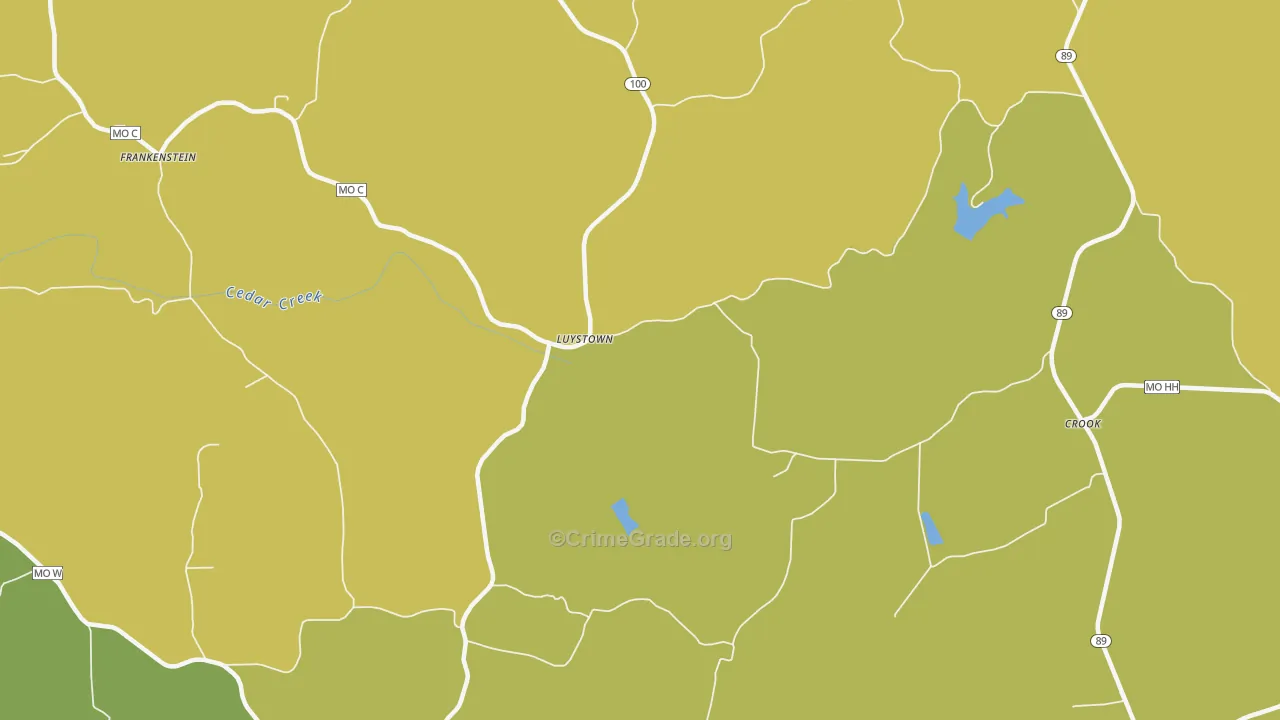 Luystown, MO Map of Assault Rates