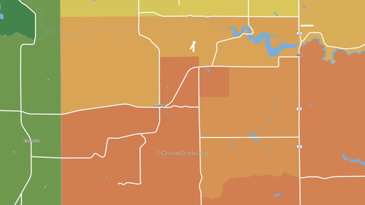 Luzerne, MI Map of Assault Rates