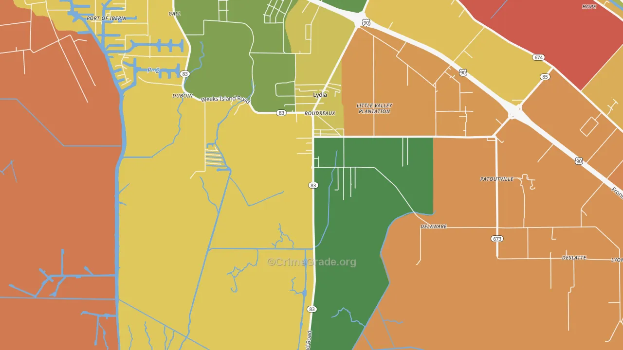 Lydia, LA Map of Assault Rates