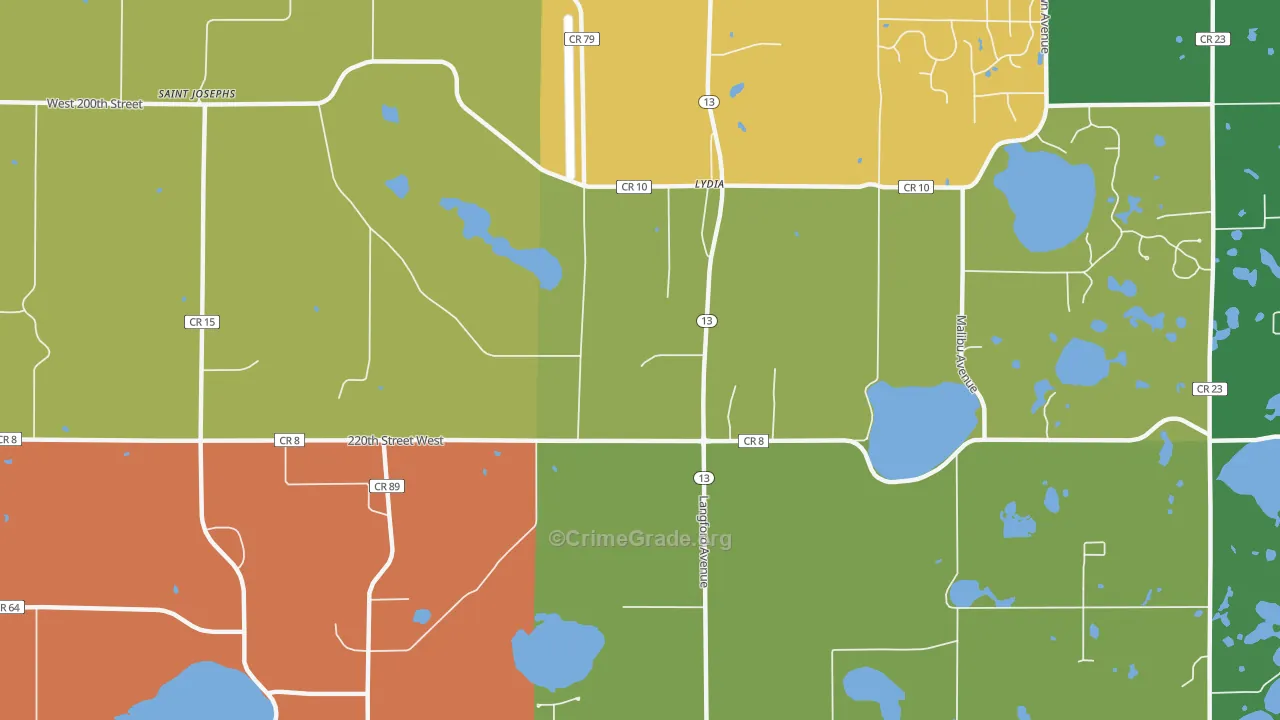 Lydia, MN Map of Assault Rates