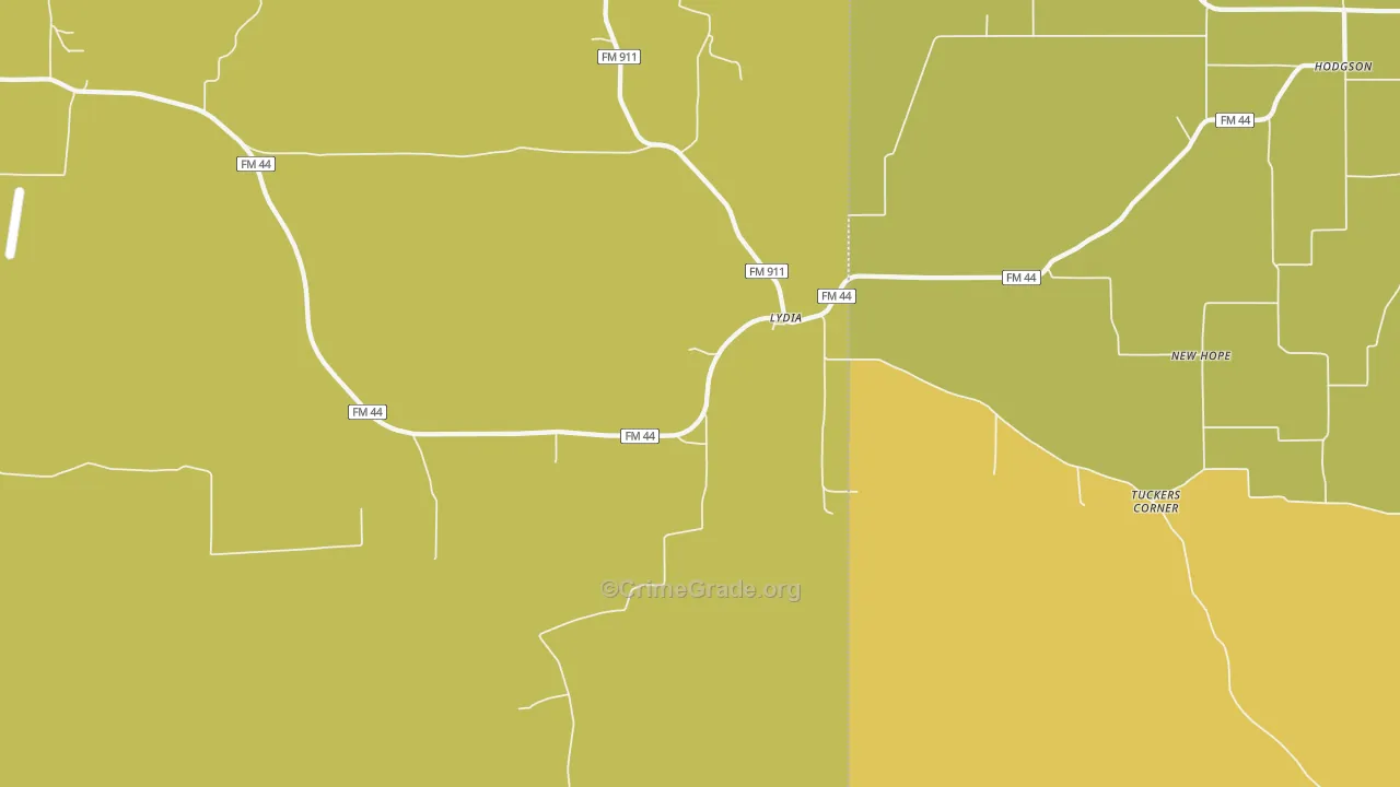 Lydia, TX Map of Assault Rates