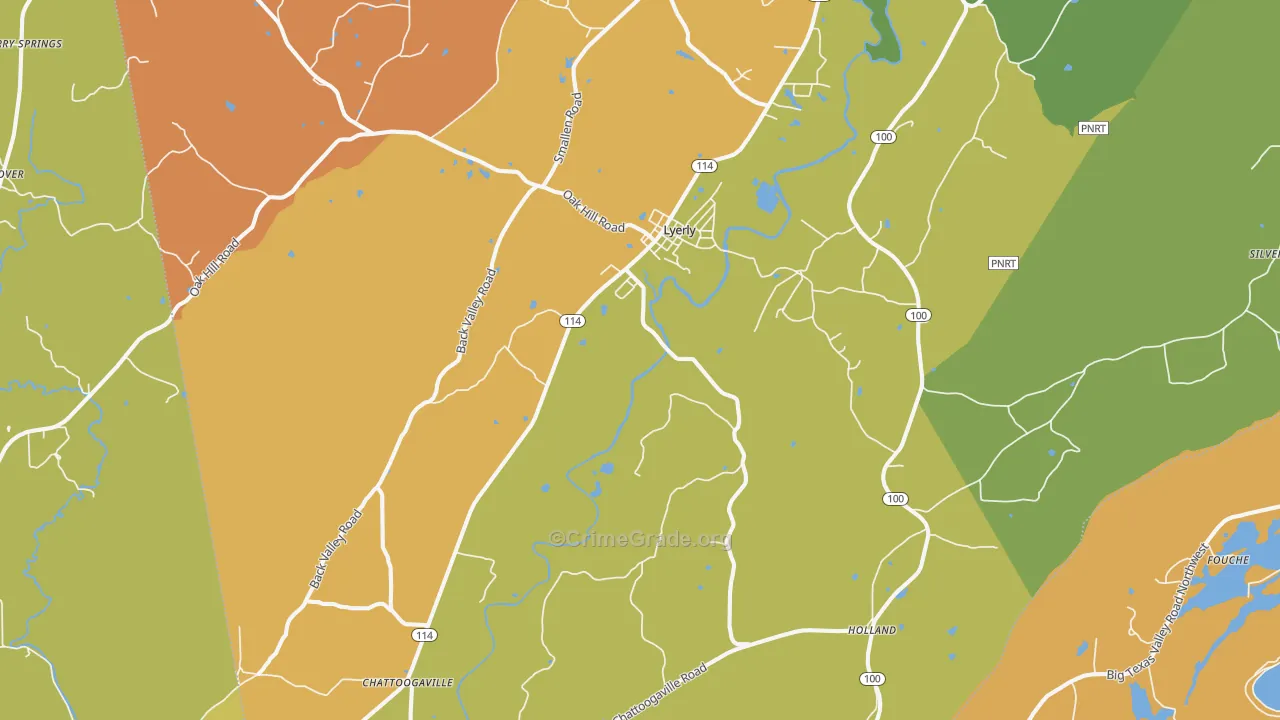 Lyerly, GA Map of Assault Rates