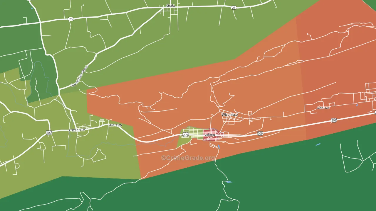 Lykens, PA Map of Assault Rates