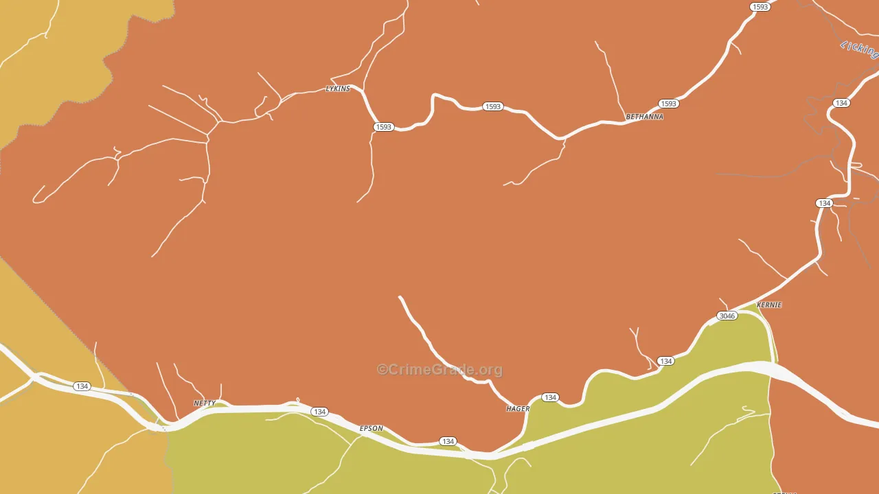 Lykins, KY Map of Assault Rates