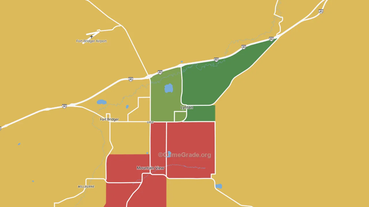 Lyman, WY Map of Assault Rates