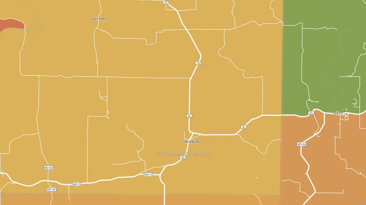 Lynchburg, MO Map of Assault Rates