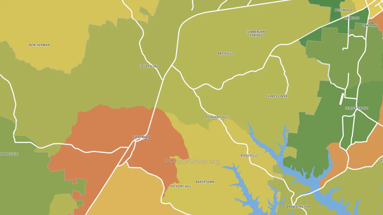 Lynchburg, TN Map of Assault Rates