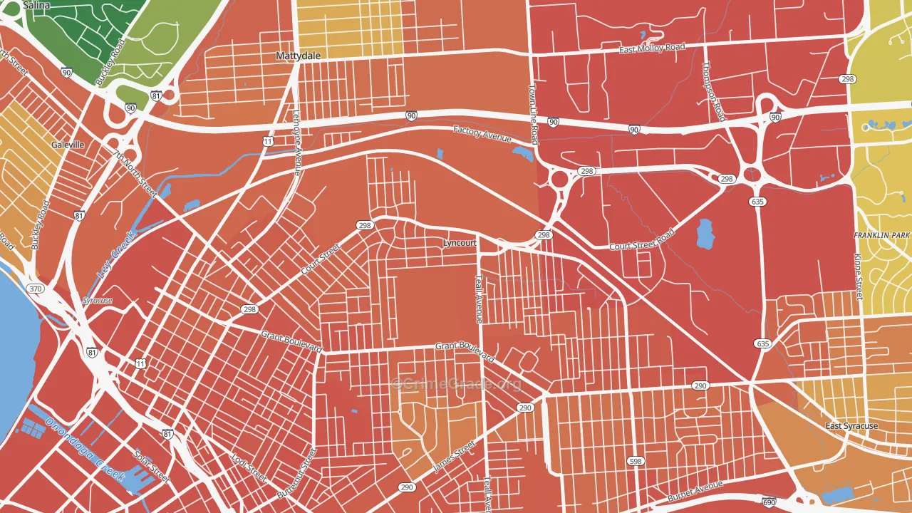 Lyncourt, NY Map of Assault Rates