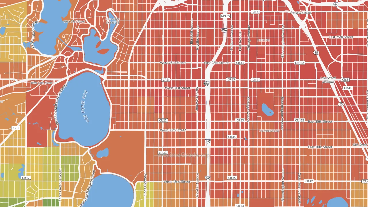 Lyndale, Minneapolis, MN Map of Assault Rates