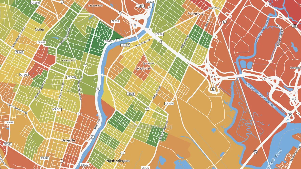 Lyndhurst, NJ Map of Assault Rates