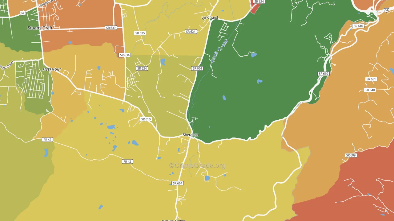 Lyndhurst, VA Map of Assault Rates