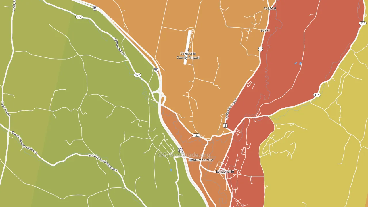 Lyndon Center, VT Map of Assault Rates