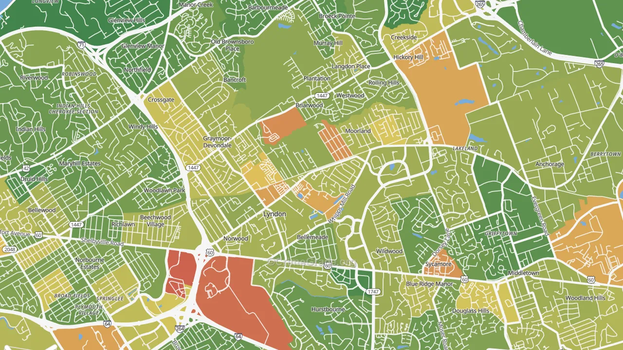 Lyndon, KY Map of Assault Rates