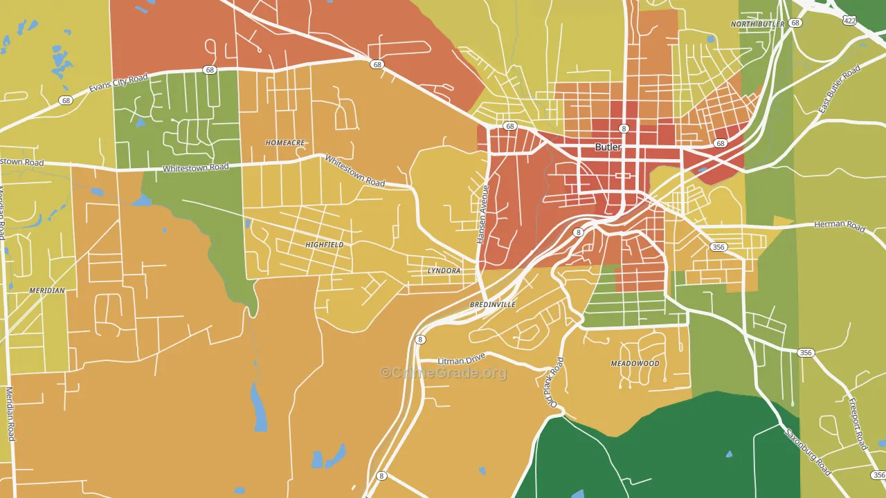Lyndora, PA Map of Assault Rates