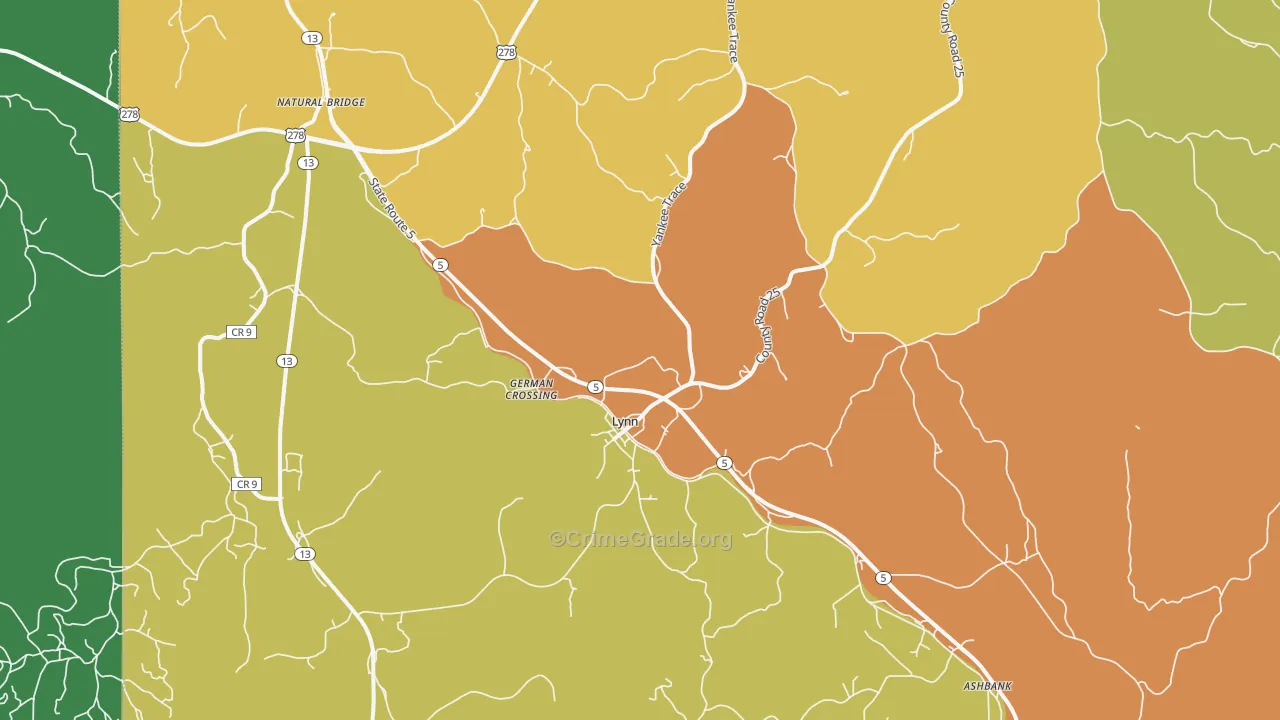 Lynn, AL Map of Assault Rates