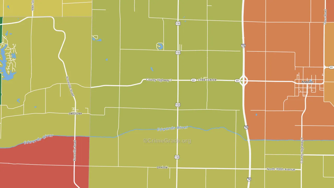 Lynn Center, IL Map of Assault Rates