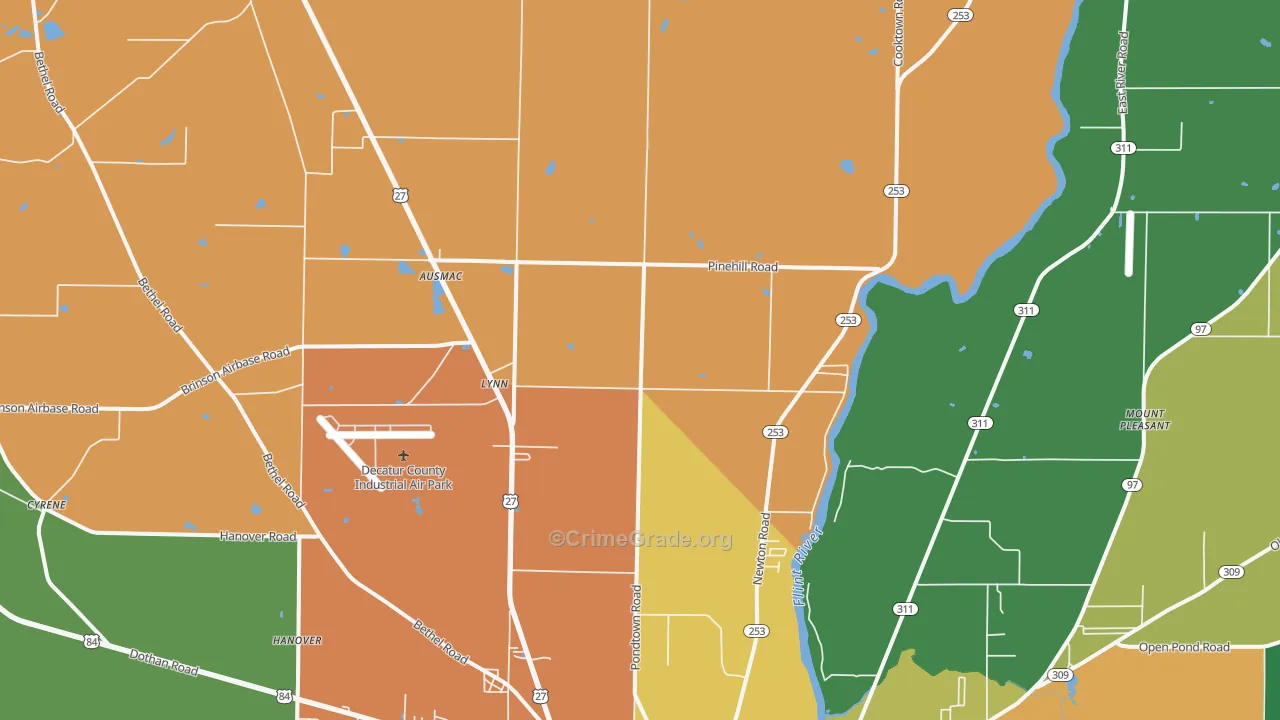 Lynn, GA Map of Assault Rates