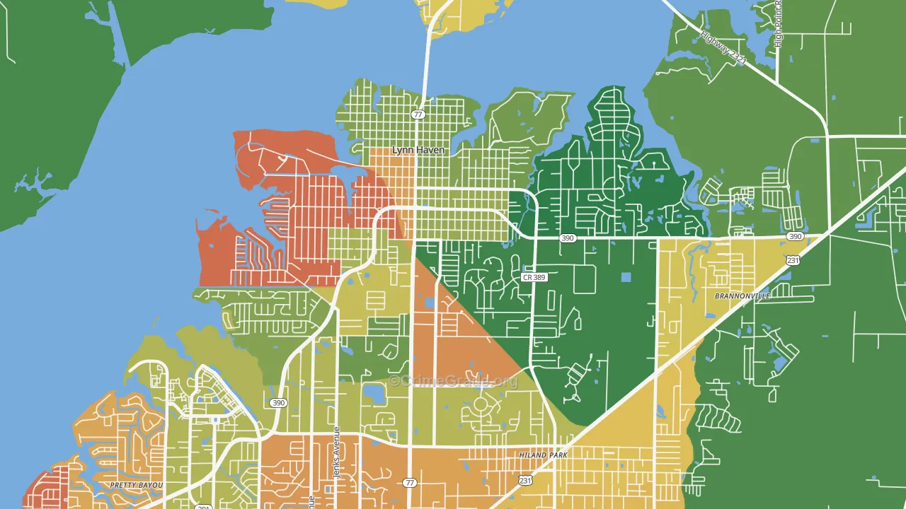 Lynn Haven, FL Map of Assault Rates