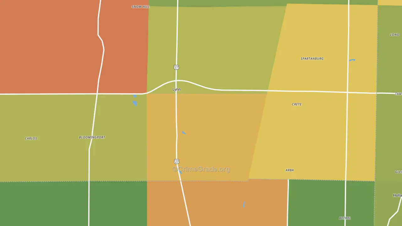 Lynn, IN Map of Assault Rates
