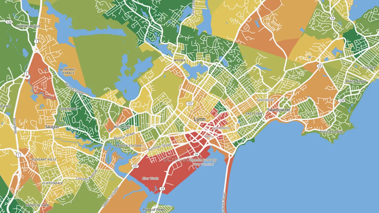 Lynn, MA Map of Assault Rates